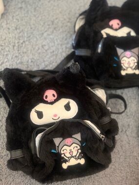 Kuromi Plush Kids Backpack - Black & Pink